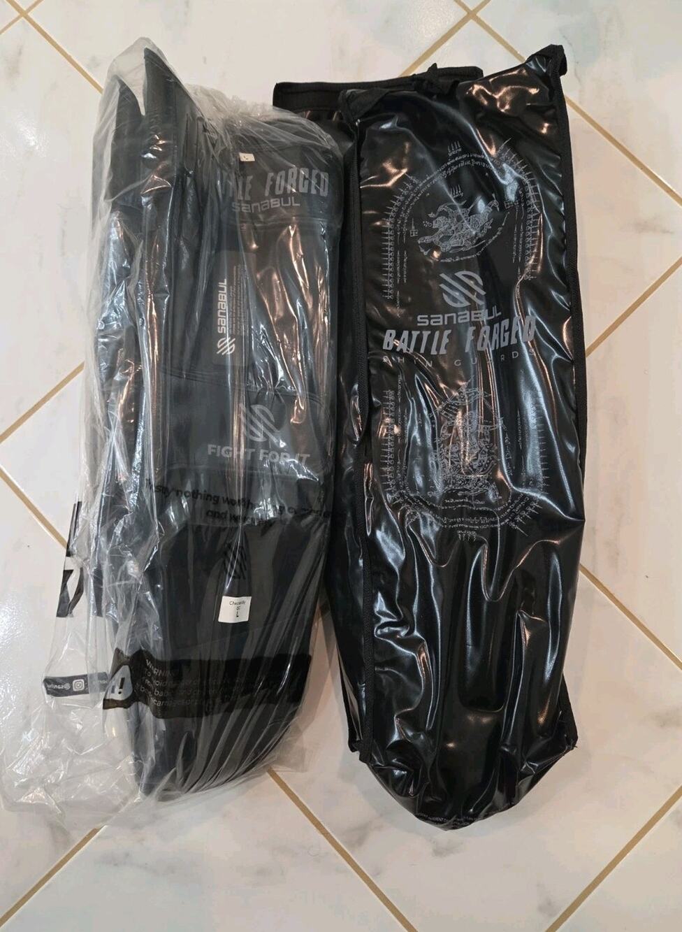 Sanabul Battle Forged Muay Thai Shin Guards Black Large MMA Kickboxing mens